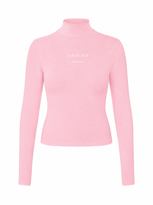 Faye High Neck w/Logo - Cream Pink